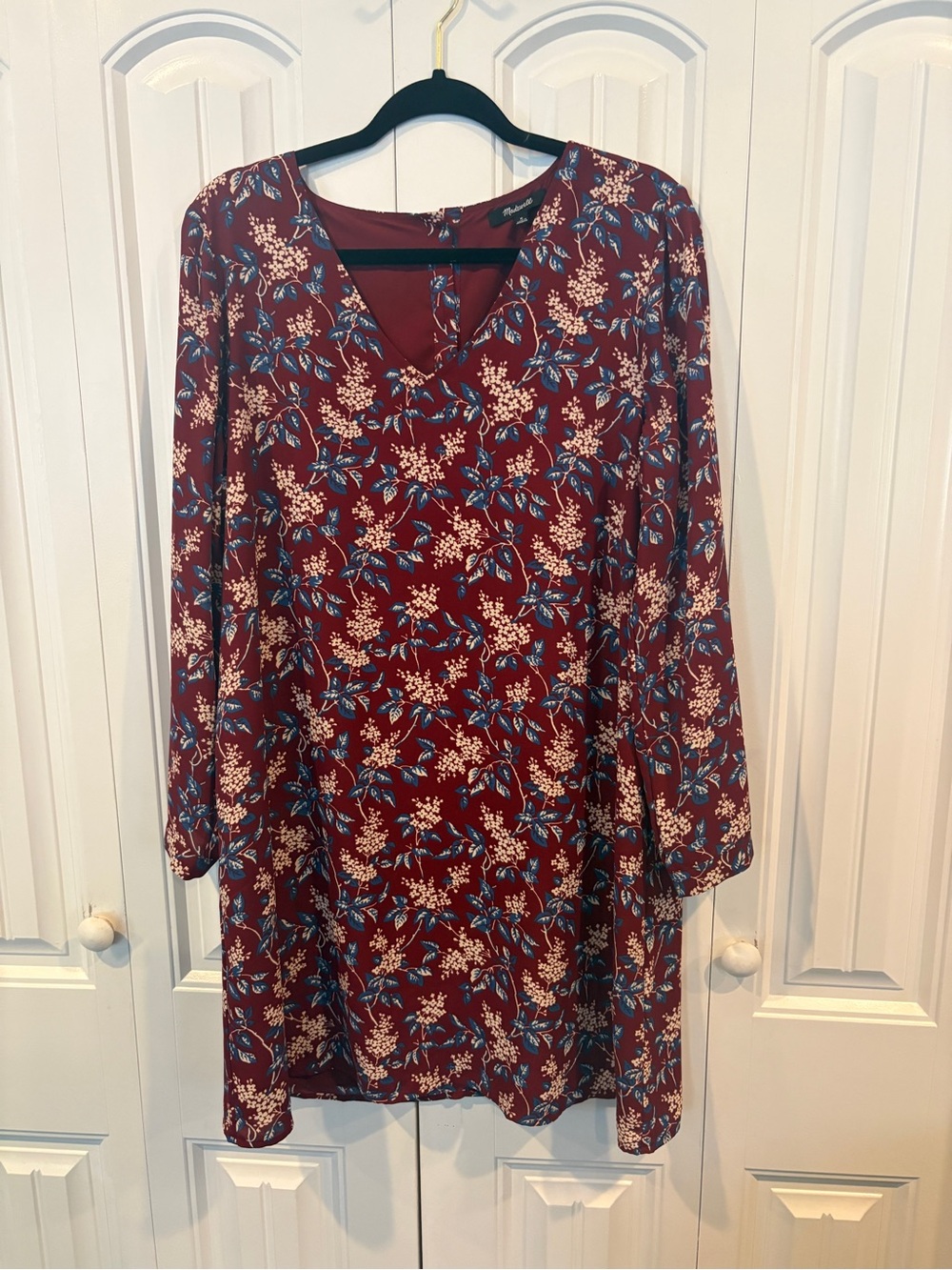 Madewell burgundy button up back dress size medium